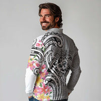 Aloha Kahoolawe Island Personalized Long Sleeve Polo Shirt Ashen Dreamy Turtle