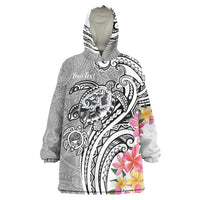 Aloha Kahoolawe Island Personalized Wearable Blanket Hoodie Ashen Dreamy Turtle LT7 One Size Grey - Polynesian Pride