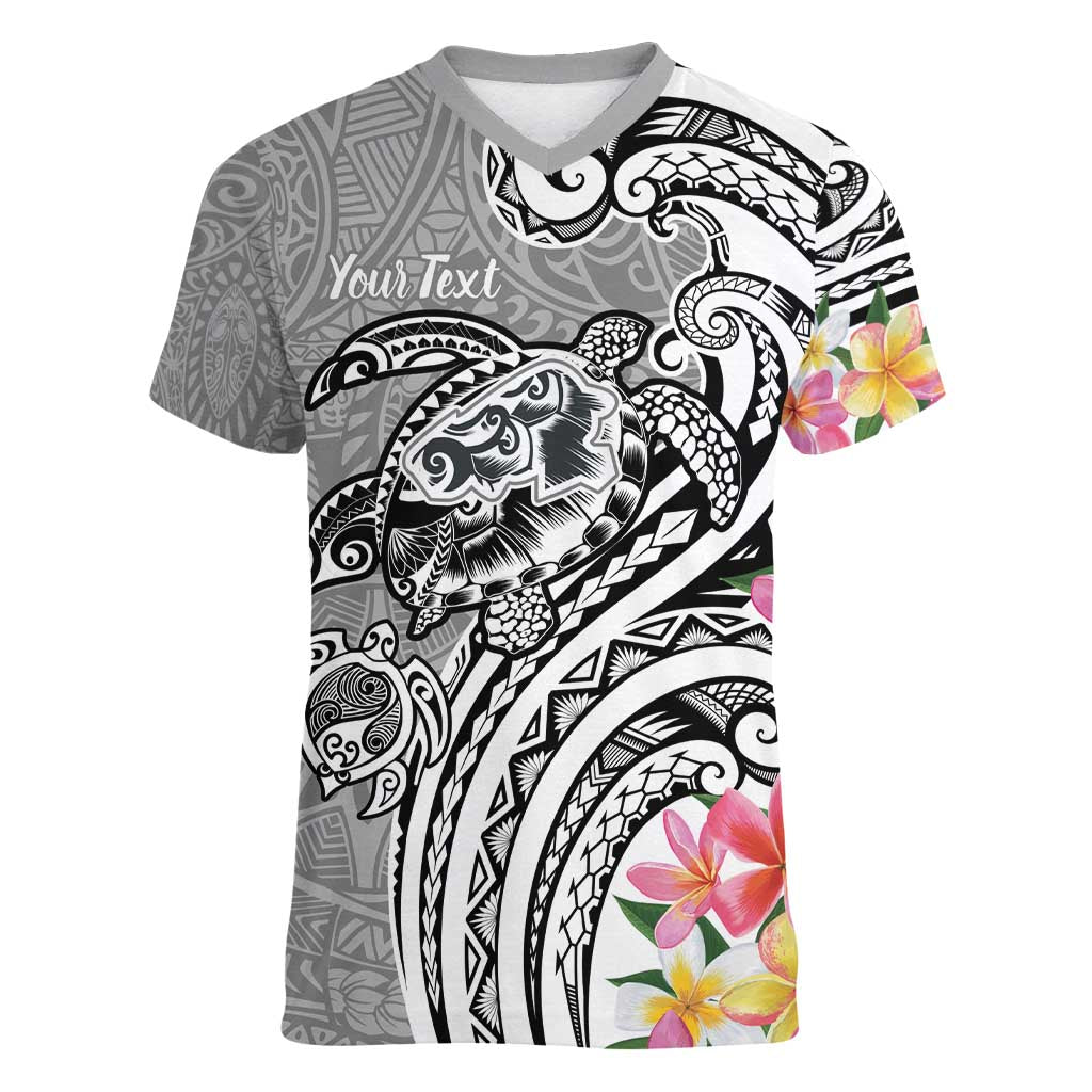 Aloha Kahoolawe Island Personalized Women V-Neck T-Shirt Ashen Dreamy Turtle