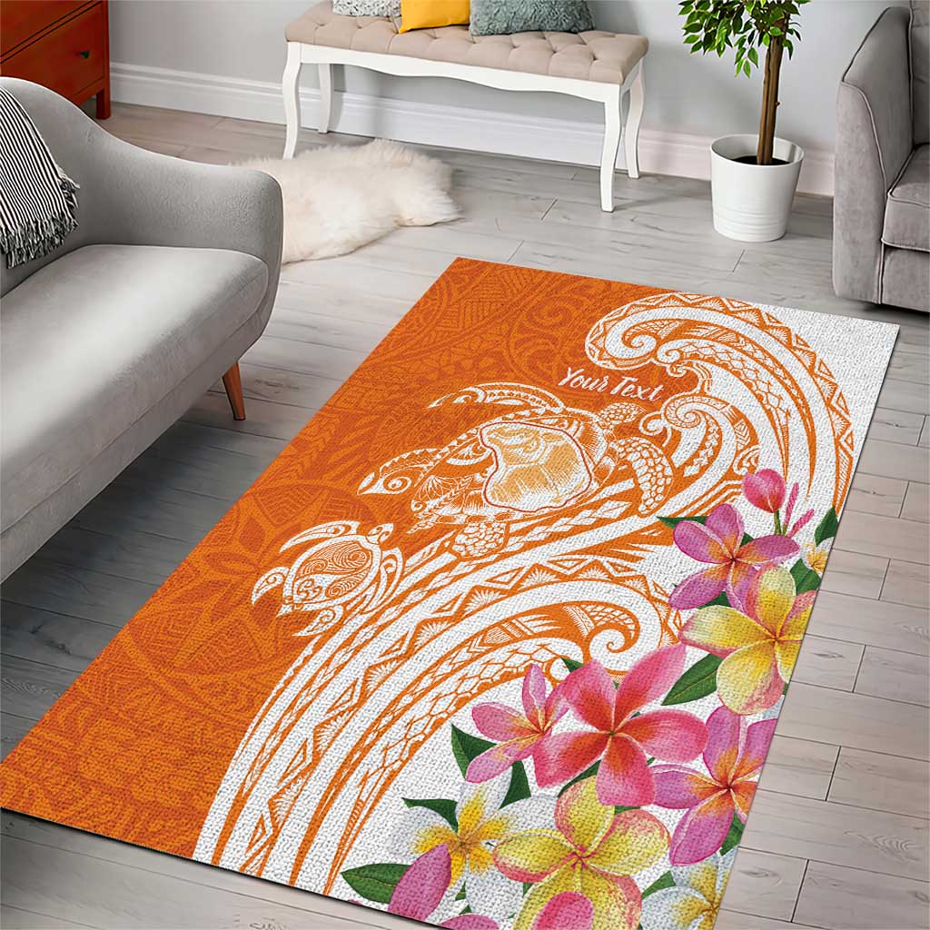 Aloha Lanai Island Personalized Area Rug Orange Dreamy Turtle