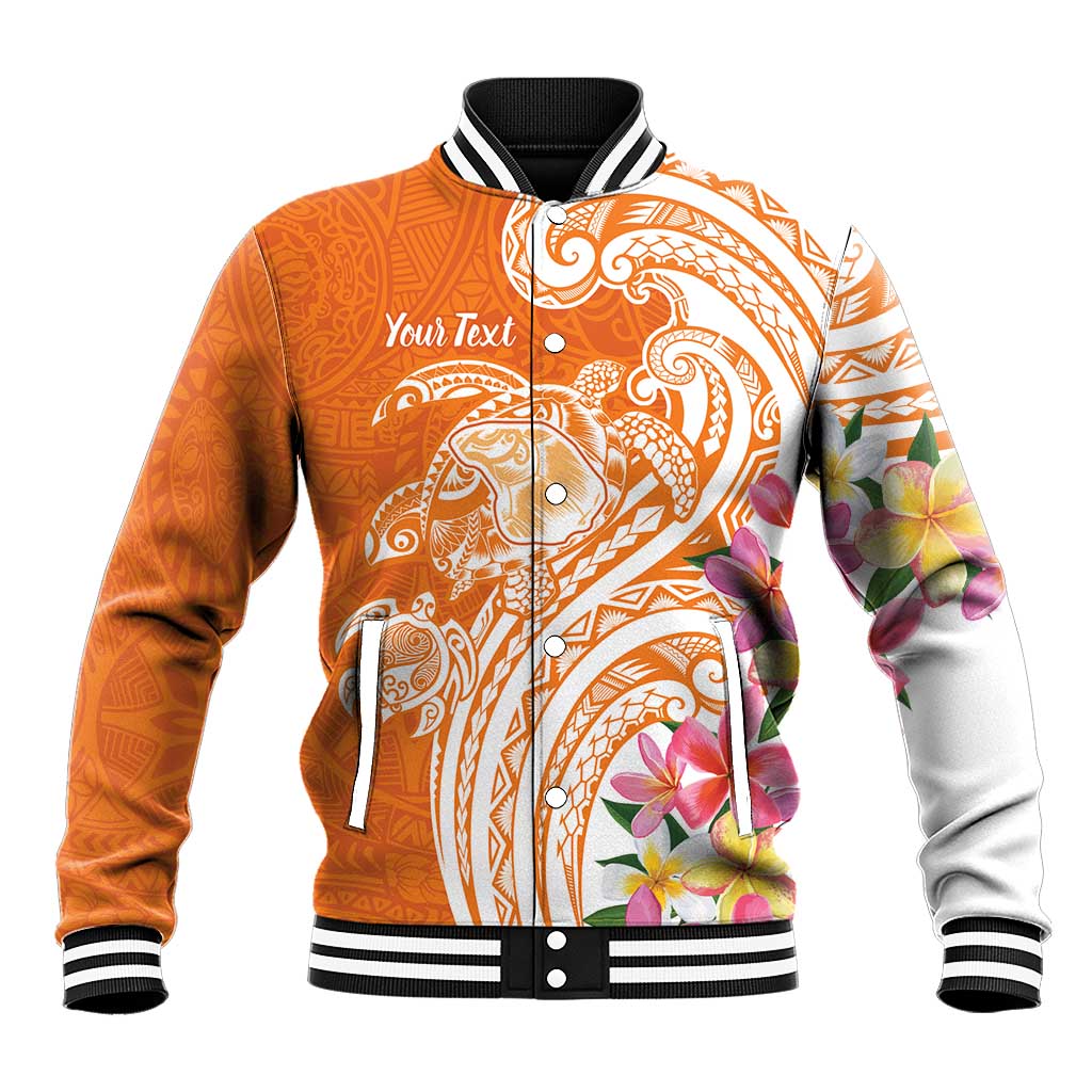 Aloha Lanai Island Personalized Baseball Jacket Orange Dreamy Turtle LT7 Unisex Orange - Polynesian Pride