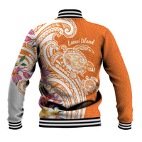 Aloha Lanai Island Personalized Baseball Jacket Orange Dreamy Turtle LT7 - Polynesian Pride
