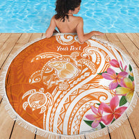 Aloha Lanai Island Personalized Beach Blanket Orange Dreamy Turtle LT7 - Polynesian Pride
