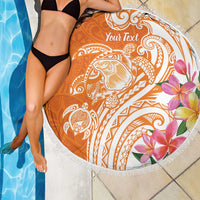 Aloha Lanai Island Personalized Beach Blanket Orange Dreamy Turtle LT7 - Polynesian Pride
