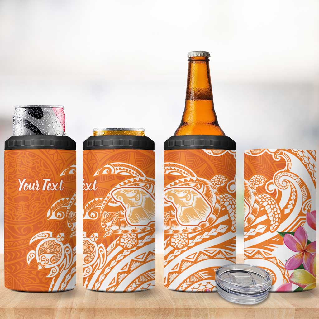 Aloha Lanai Island Personalized 4 in 1 Can Cooler Tumbler Orange Dreamy Turtle LT7 - Polynesian Pride
