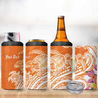 Aloha Lanai Island Personalized 4 in 1 Can Cooler Tumbler Orange Dreamy Turtle LT7 - Polynesian Pride