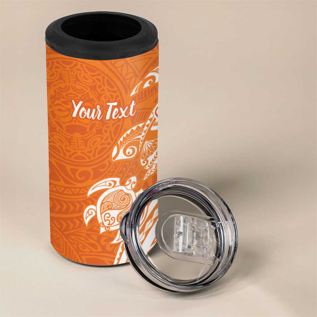 Aloha Lanai Island Personalized 4 in 1 Can Cooler Tumbler Orange Dreamy Turtle LT7 - Polynesian Pride