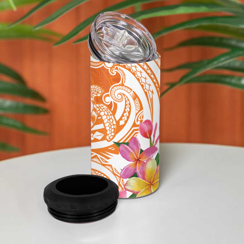 Aloha Lanai Island Personalized 4 in 1 Can Cooler Tumbler Orange Dreamy Turtle LT7 - Polynesian Pride