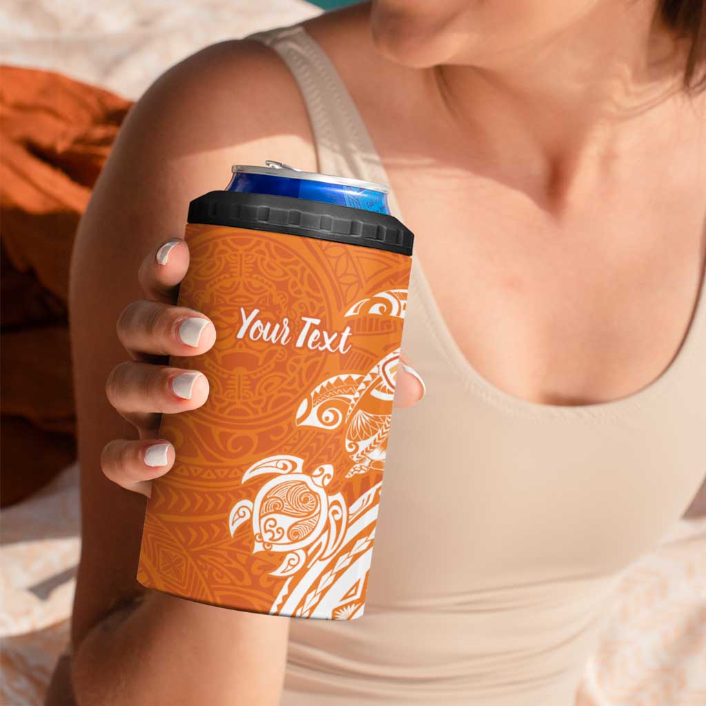 Aloha Lanai Island Personalized 4 in 1 Can Cooler Tumbler Orange Dreamy Turtle LT7 - Polynesian Pride