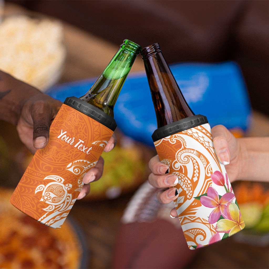 Aloha Lanai Island Personalized 4 in 1 Can Cooler Tumbler Orange Dreamy Turtle LT7 - Polynesian Pride