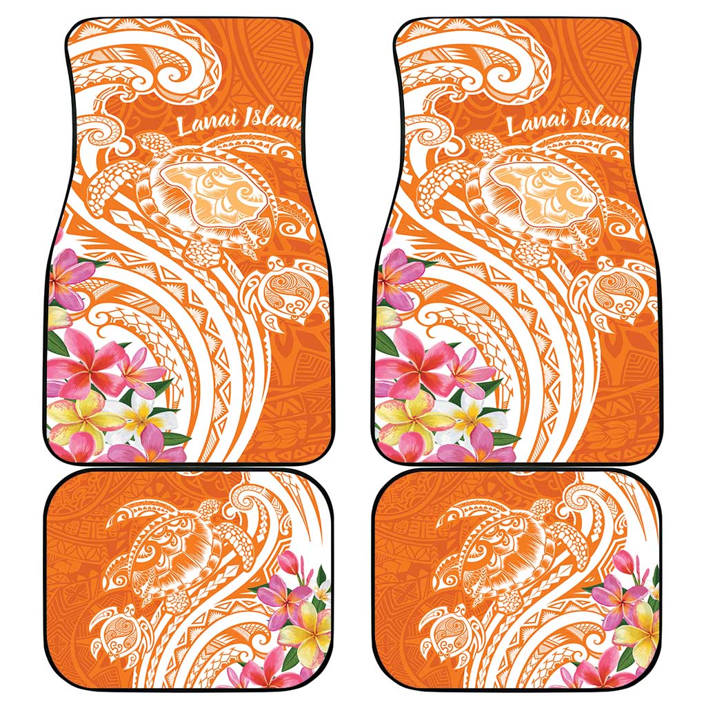 Aloha Lanai Island Personalized Car Mats Orange Dreamy Turtle LT7 - Polynesian Pride