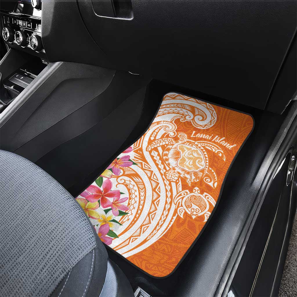 Aloha Lanai Island Personalized Car Mats Orange Dreamy Turtle LT7 - Polynesian Pride