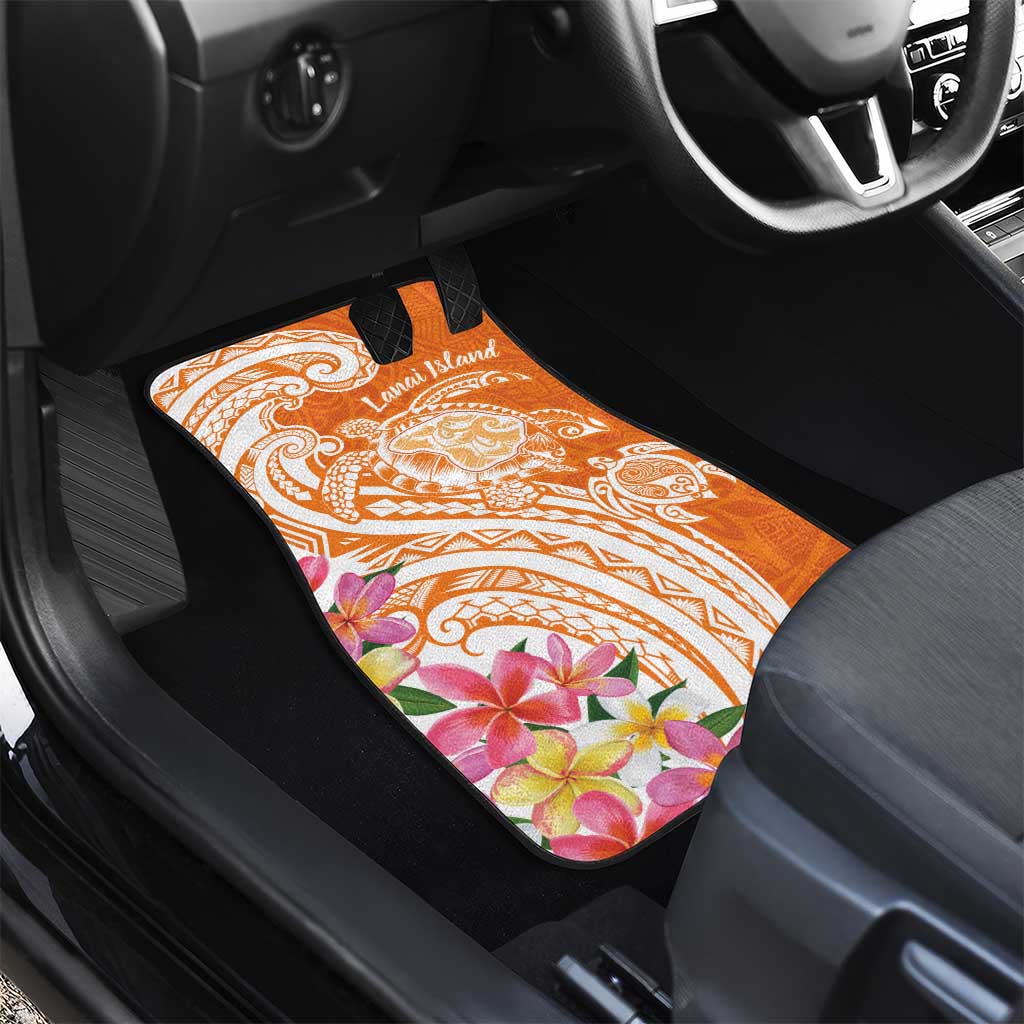 Aloha Lanai Island Personalized Car Mats Orange Dreamy Turtle LT7 - Polynesian Pride