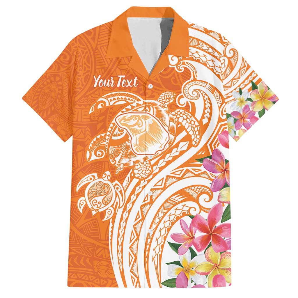 Aloha Lanai Island Personalized Family Matching Puletasi and Hawaiian Shirt Orange Dreamy Turtle