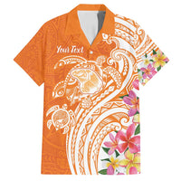 Aloha Lanai Island Personalized Family Matching Puletasi and Hawaiian Shirt Orange Dreamy Turtle