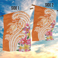 Aloha Lanai Island Personalized Garden Flag Orange Dreamy Turtle