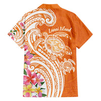 Aloha Lanai Island Personalized Hawaiian Shirt Orange Dreamy Turtle