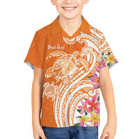 Aloha Lanai Island Personalized Hawaiian Shirt Orange Dreamy Turtle