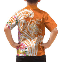 Aloha Lanai Island Personalized Hawaiian Shirt Orange Dreamy Turtle
