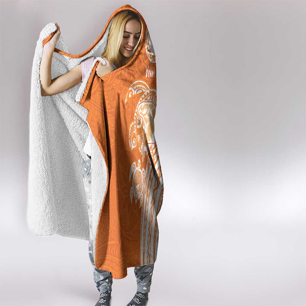 Aloha Lanai Island Personalized Hooded Blanket Orange Dreamy Turtle LT7 - Polynesian Pride