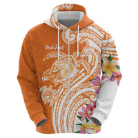 Aloha Lanai Island Personalized Hoodie Orange Dreamy Turtle