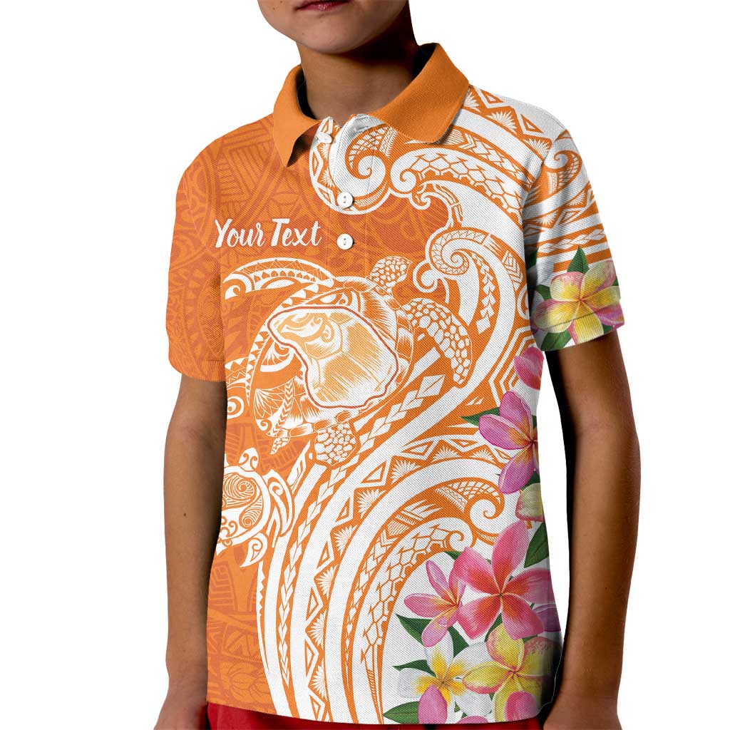 Aloha Lanai Island Personalized Kid Polo Shirt Orange Dreamy Turtle