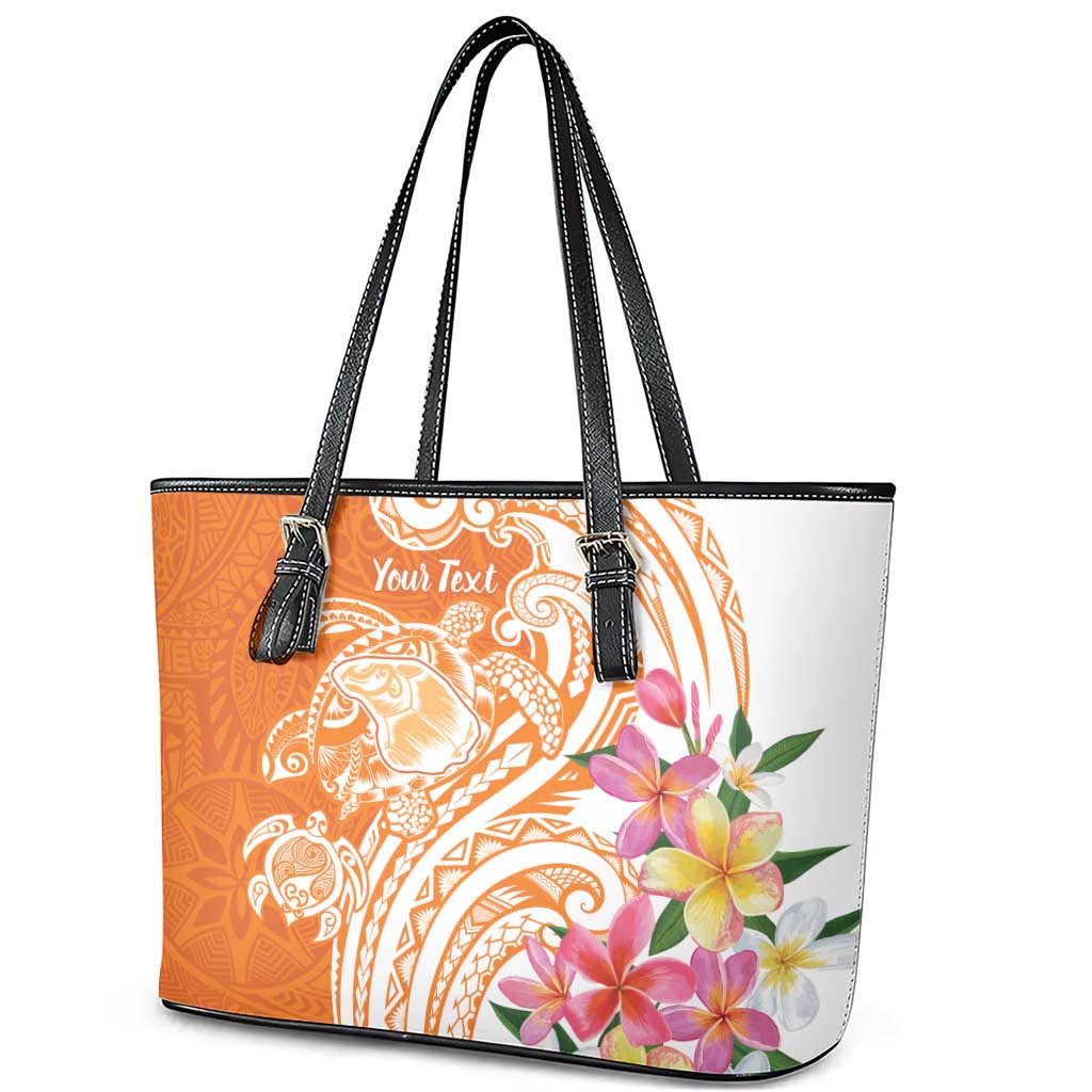 Aloha Lanai Island Personalized Leather Tote Bag Orange Dreamy Turtle LT7 - Polynesian Pride