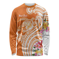 Aloha Lanai Island Personalized Long Sleeve Shirt Orange Dreamy Turtle LT7 Unisex Orange - Polynesian Pride