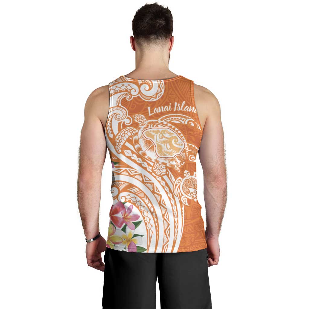 Aloha Lanai Island Personalized Men Tank Top Orange Dreamy Turtle LT7 - Polynesian Pride