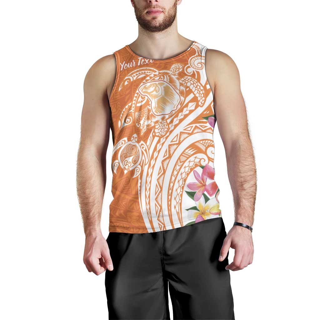 Aloha Lanai Island Personalized Men Tank Top Orange Dreamy Turtle LT7 - Polynesian Pride