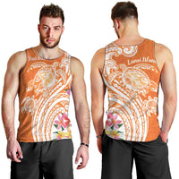 Aloha Lanai Island Personalized Men Tank Top Orange Dreamy Turtle LT7 - Polynesian Pride