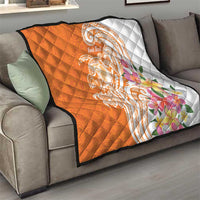 Aloha Lanai Island Personalized Quilt Orange Dreamy Turtle