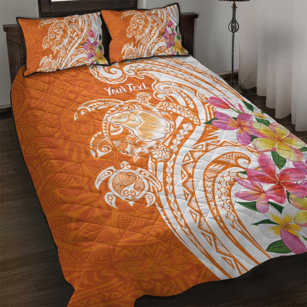 Aloha Lanai Island Personalized Quilt Bed Set Orange Dreamy Turtle LT7 Orange - Polynesian Pride