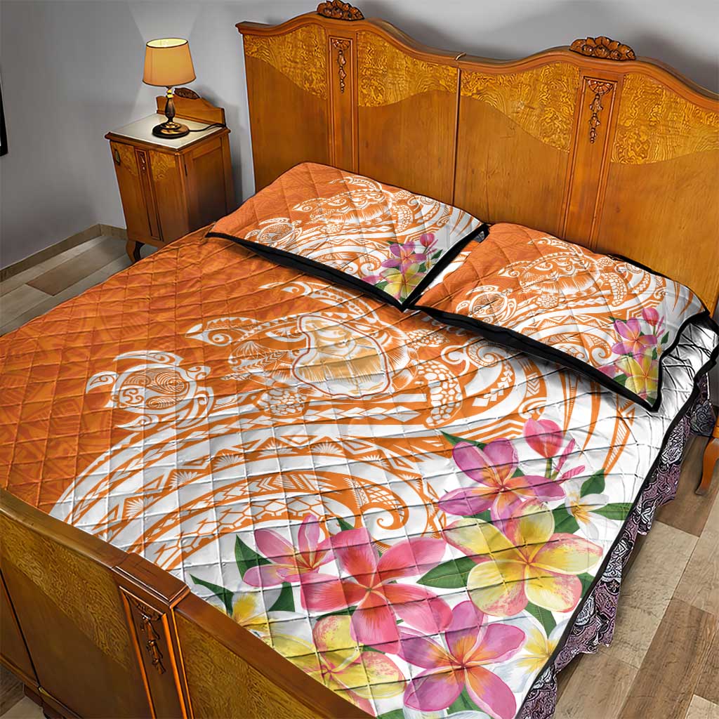 Aloha Lanai Island Personalized Quilt Bed Set Orange Dreamy Turtle LT7 - Polynesian Pride