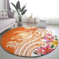 Aloha Lanai Island Personalized Round Carpet Orange Dreamy Turtle