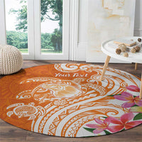 Aloha Lanai Island Personalized Round Carpet Orange Dreamy Turtle