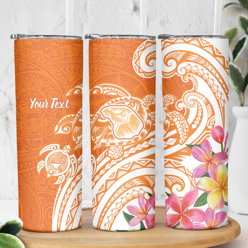 Aloha Lanai Island Personalized Skinny Tumbler Orange Dreamy Turtle