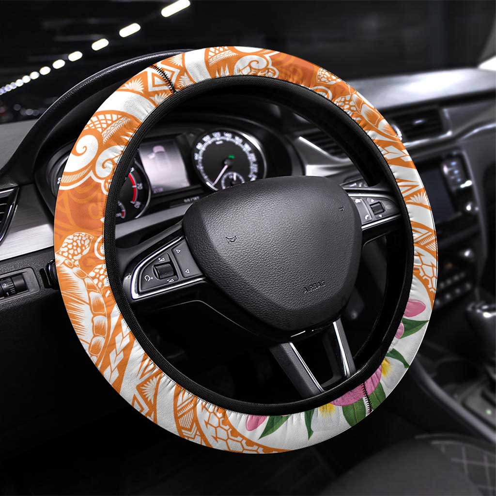 Aloha Lanai Island Steering Wheel Cover Orange Dreamy Turtle LT7 Universal Fit Orange - Polynesian Pride