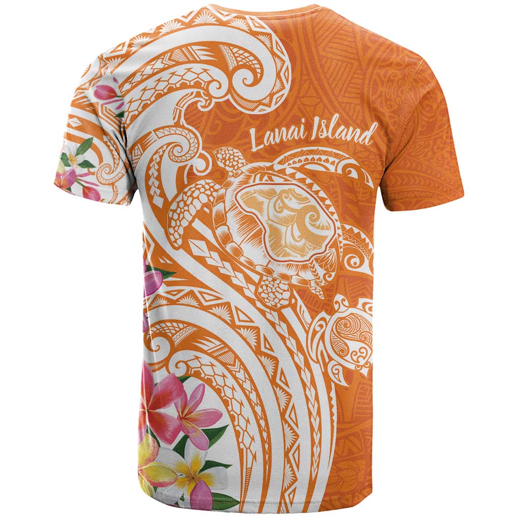 Aloha Lanai Island Personalized T Shirt Orange Dreamy Turtle
