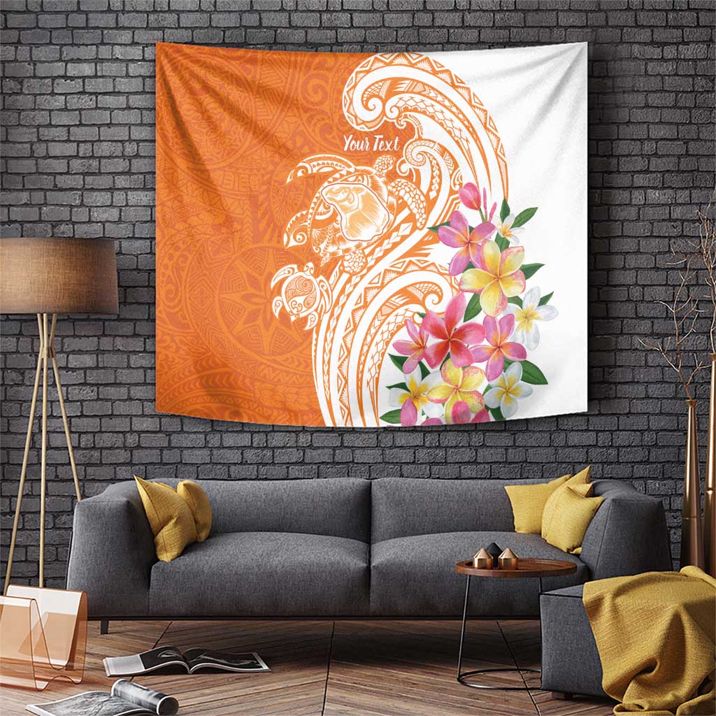 Aloha Lanai Island Personalized Tapestry Orange Dreamy Turtle
