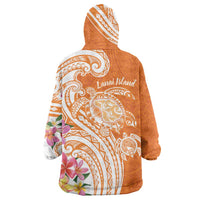 Aloha Lanai Island Personalized Wearable Blanket Hoodie Orange Dreamy Turtle LT7 - Polynesian Pride