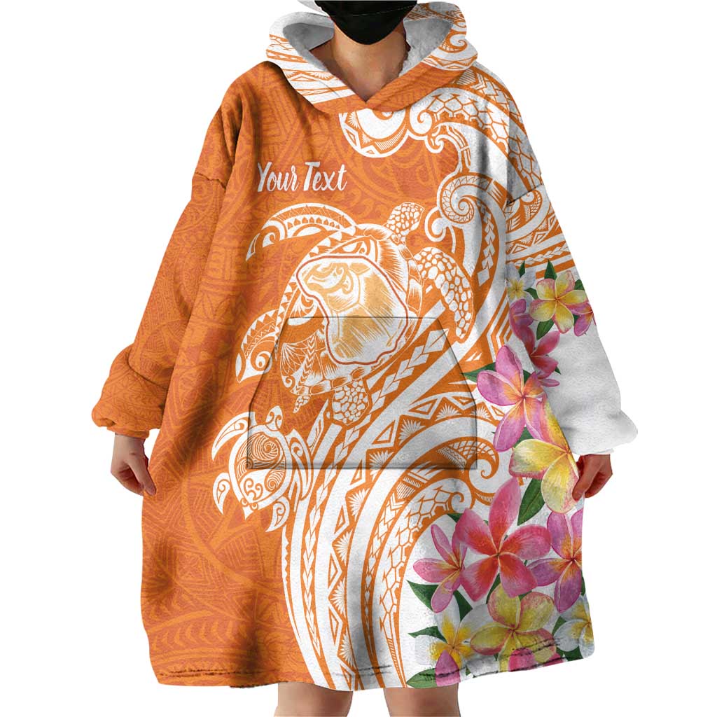 Aloha Lanai Island Personalized Wearable Blanket Hoodie Orange Dreamy Turtle LT7 - Polynesian Pride