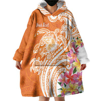 Aloha Lanai Island Personalized Wearable Blanket Hoodie Orange Dreamy Turtle LT7 - Polynesian Pride