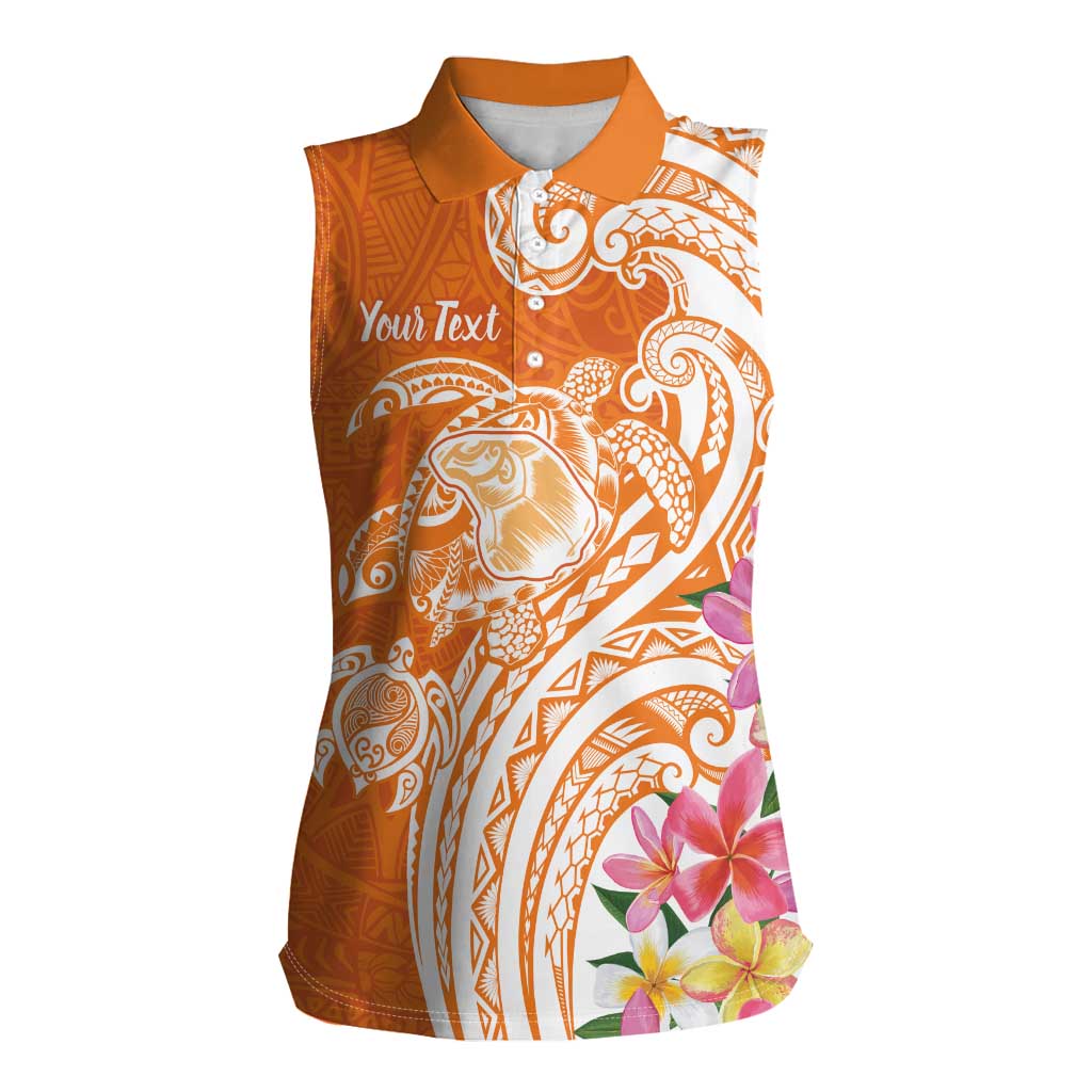 Aloha Lanai Island Personalized Women Sleeveless Polo Shirt Orange Dreamy Turtle