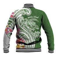 Aloha Molokai Island Personalized Baseball Jacket Sage Dreamy Turtle