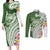 Aloha Molokai Island Personalized Couples Matching Long Sleeve Bodycon Dress and Long Sleeve Button Shirt Sage Dreamy Turtle