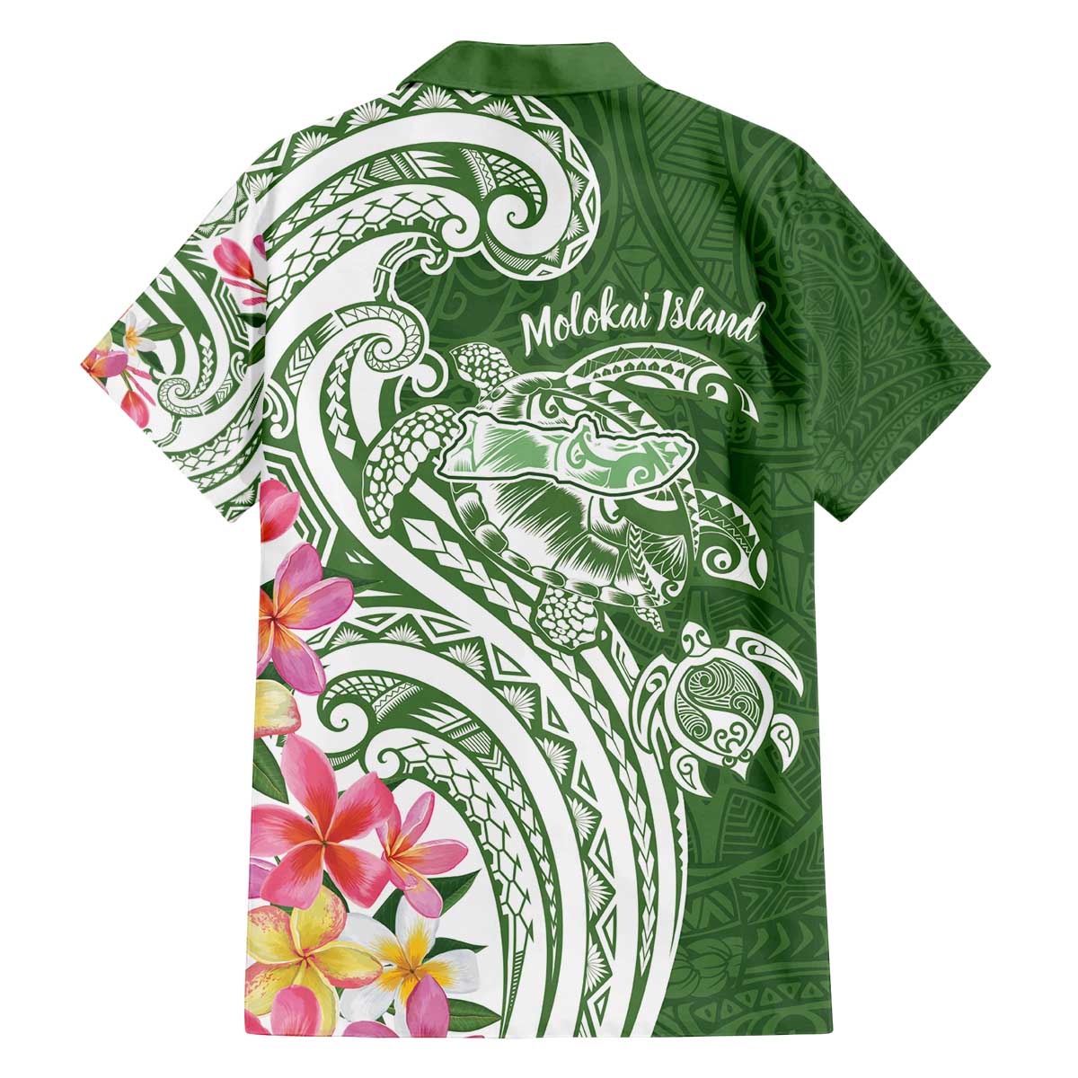 Aloha Molokai Island Personalized Family Matching Off The Shoulder Long Sleeve Dress and Hawaiian Shirt Sage Dreamy Turtle
