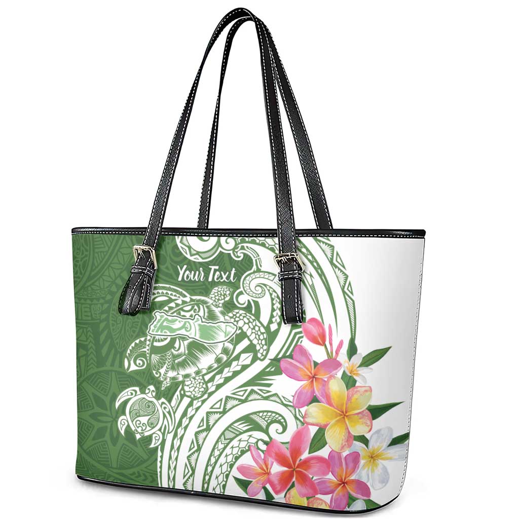 Aloha Molokai Island Personalized Leather Tote Bag Sage Dreamy Turtle