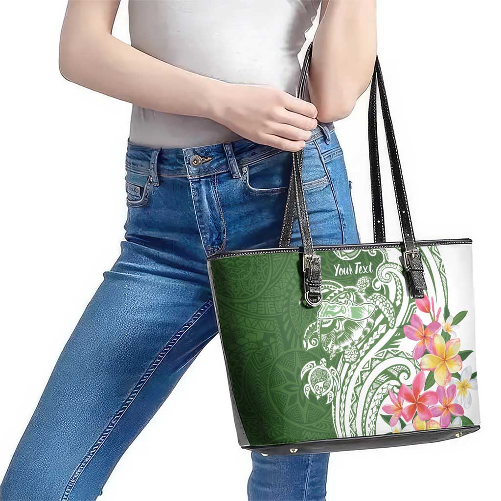 Aloha Molokai Island Personalized Leather Tote Bag Sage Dreamy Turtle