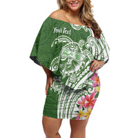 Aloha Molokai Island Personalized Off Shoulder Short Dress Sage Dreamy Turtle
